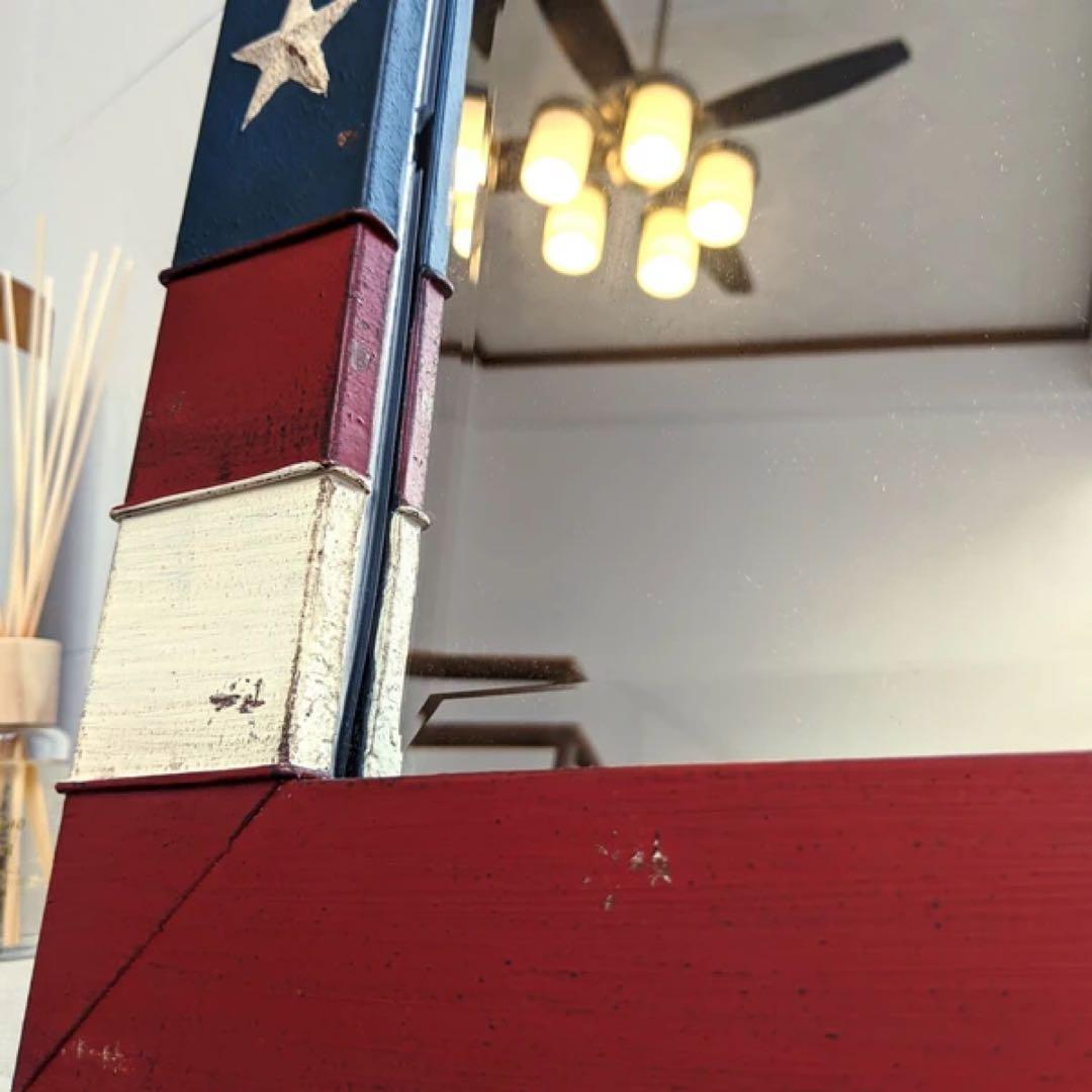 新品　ヴィンテージ風 星条旗 ウォールミラー 鏡　アメリカン　雑貨　カントリー