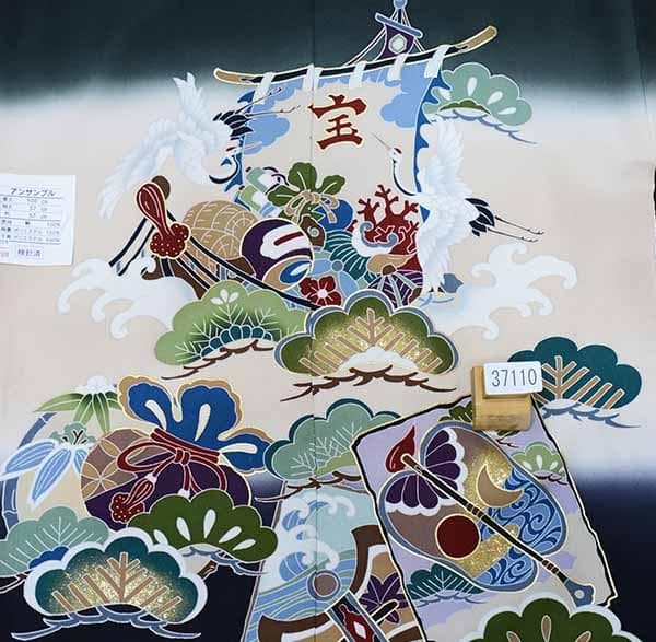 七五三 五歳 男児 正絹 羽織袴フルセット 深緑 手染 袴変更可 NO37110