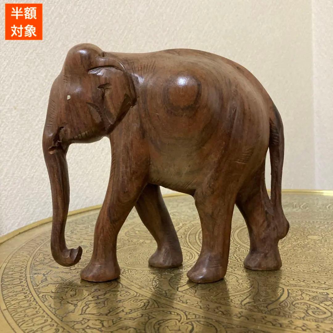 インド製 木彫り 象の置物 ビンテージ品 高さ15㌢ - メルカリ