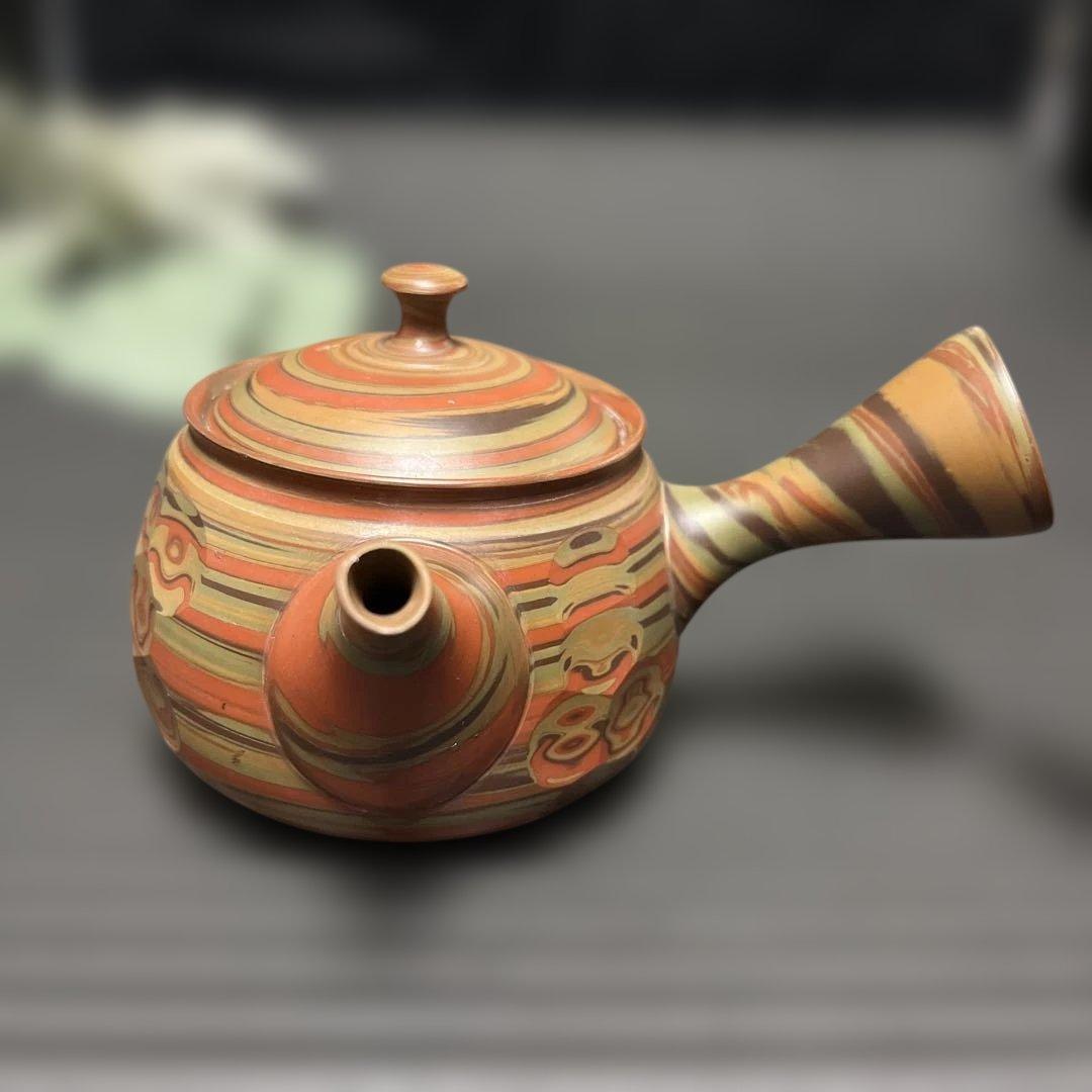 伝統工芸士 憲児作】常滑焼 練込 急須 マーブル模様 作家物 300cc