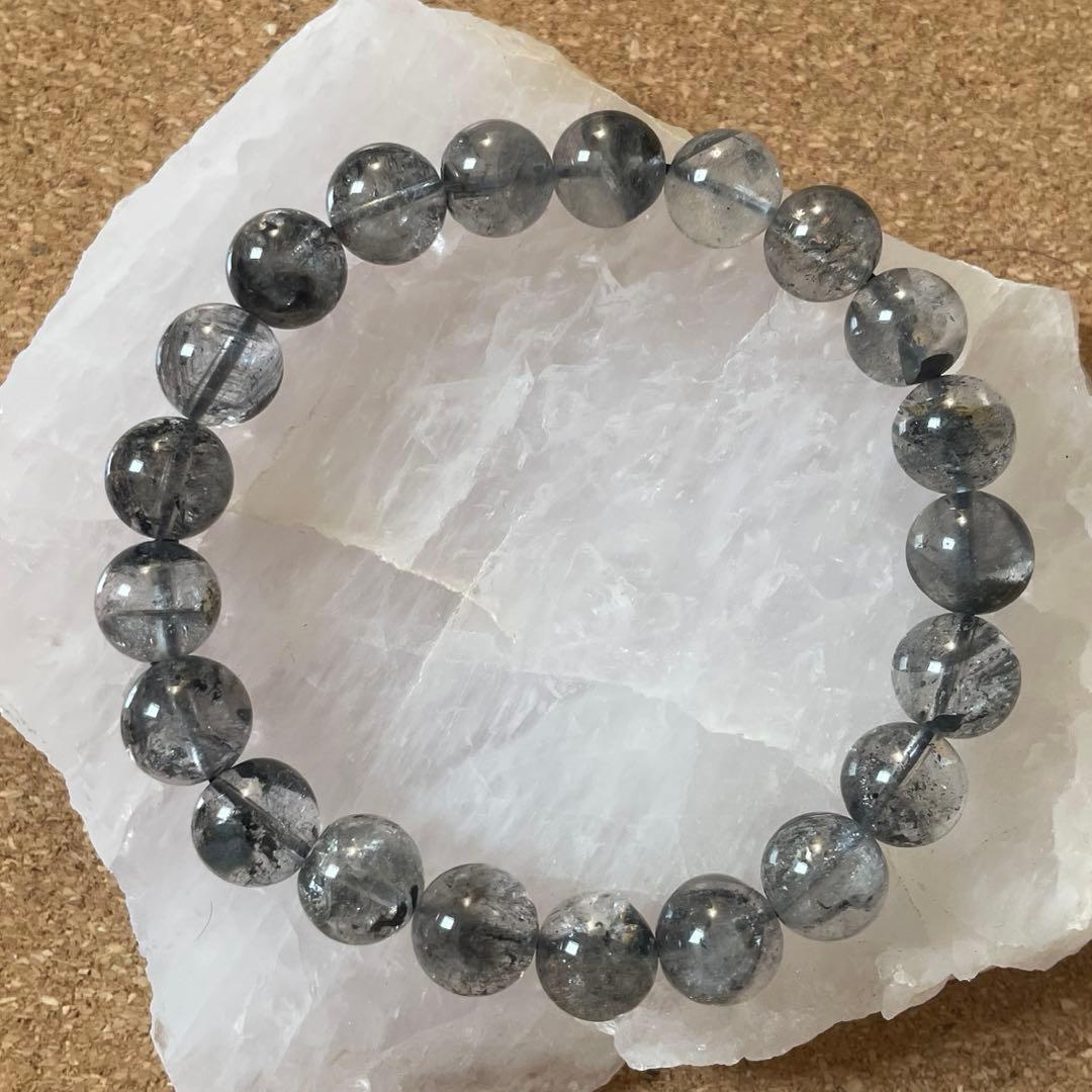 ヒマラヤ産/虹入り】エレスチャルクォーツ 天然石ブレスレット 9.5