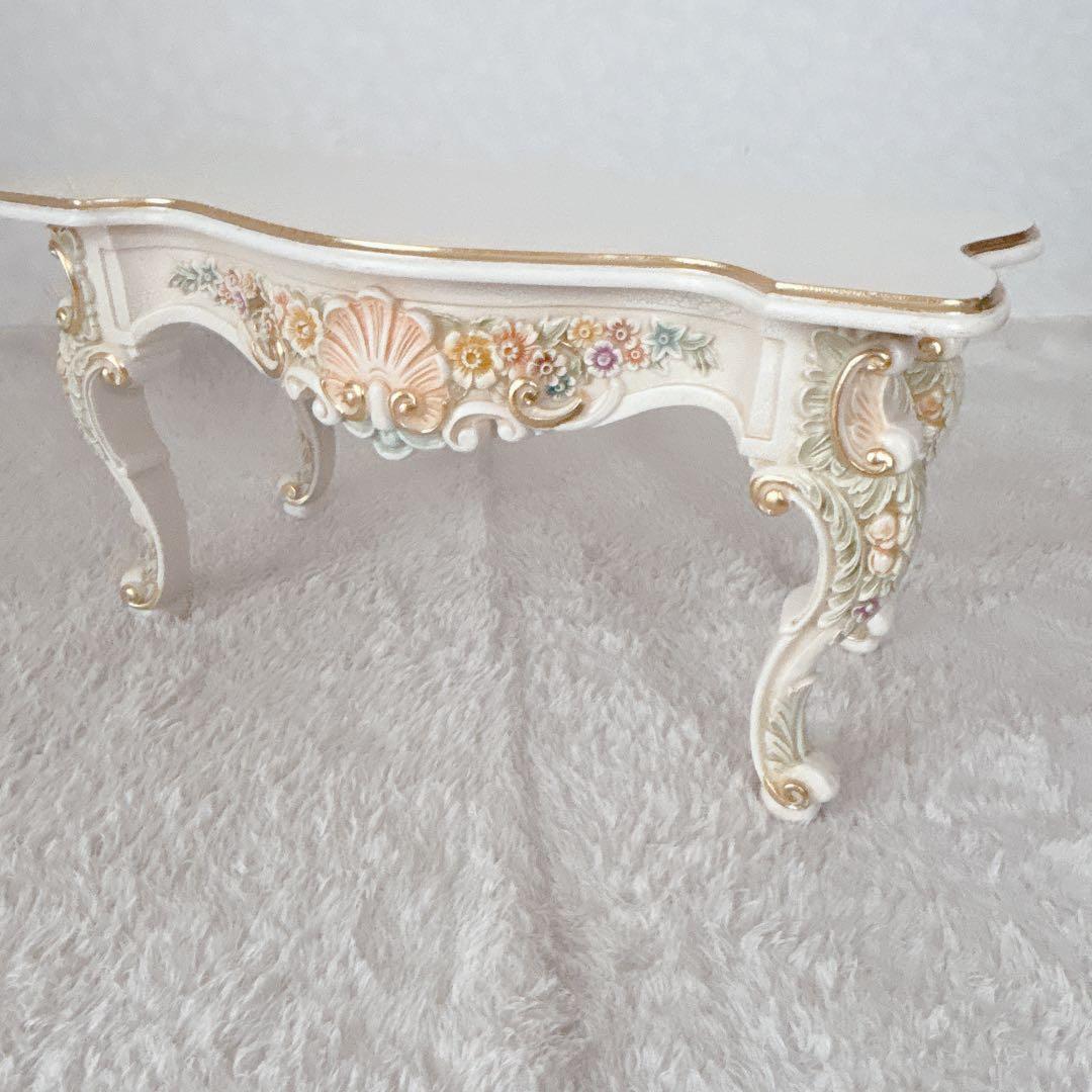 美品】北欧レトロ ロココ調 猫脚 センターテーブル ローテーブル 座卓ホワイト