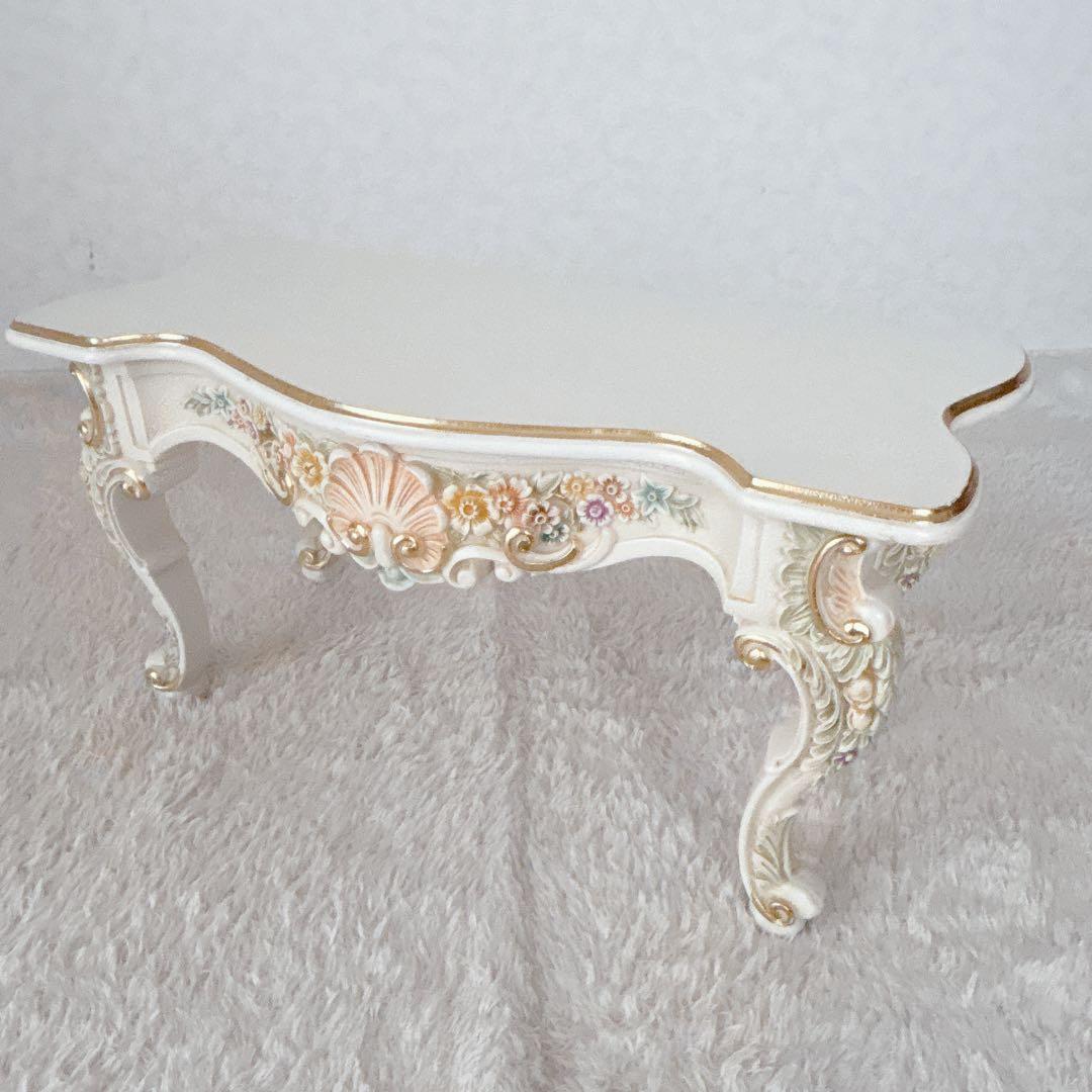 美品】北欧レトロ ロココ調 猫脚 センターテーブル ローテーブル 座卓ホワイト