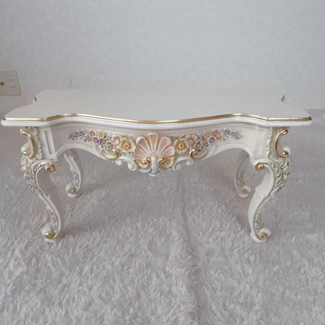 美品】北欧レトロ ロココ調 猫脚 センターテーブル ローテーブル 座卓ホワイト