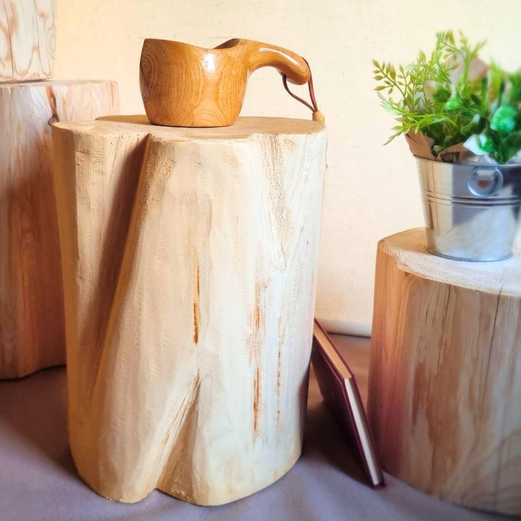 ナチュラルウッドのテーブル・スツール 無垢無塗装