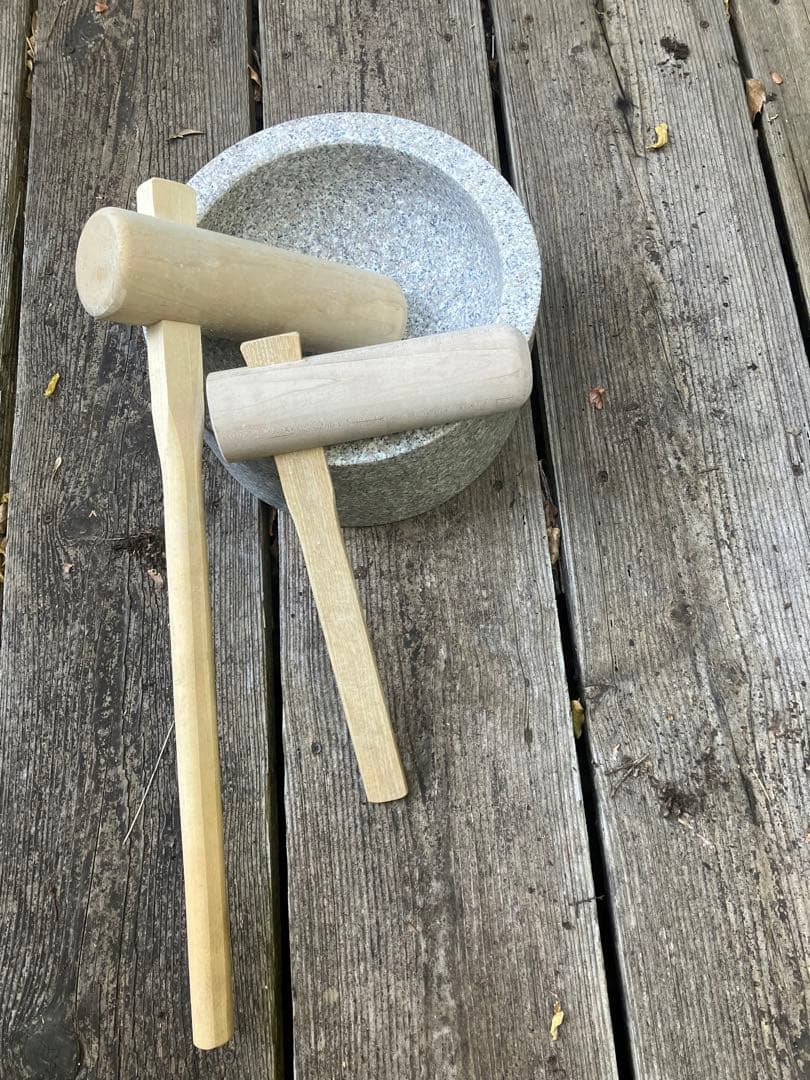 餅つき臼と木製杵のセット