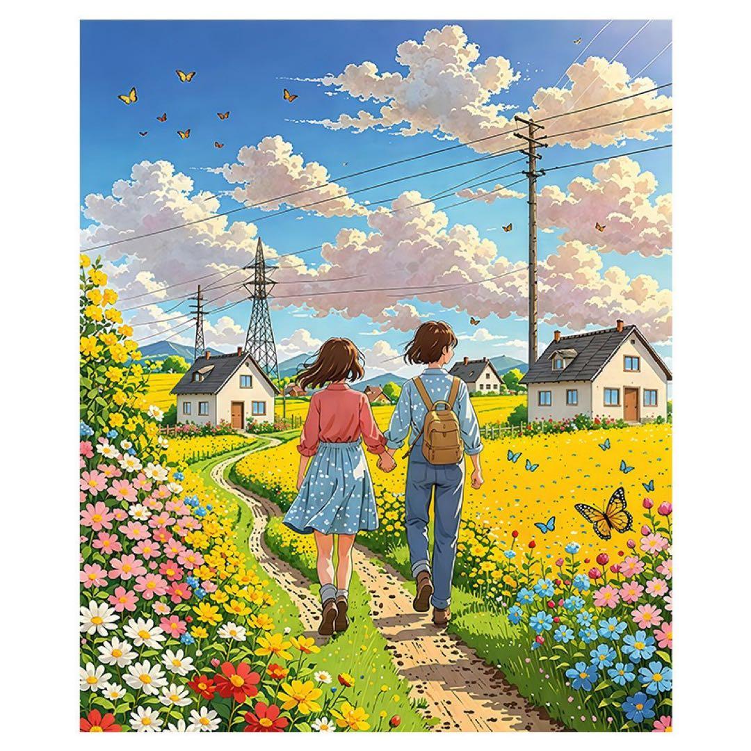 アニメ風 田舎風景 絵画 - メルカリ