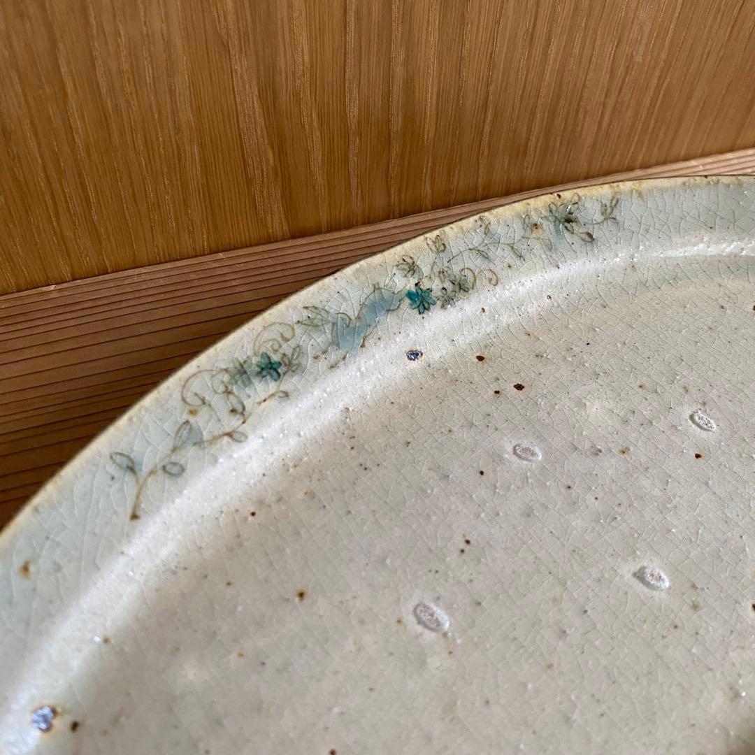 コウホ窯　市野吉記　うさぎ　ブルー　オーバル　皿