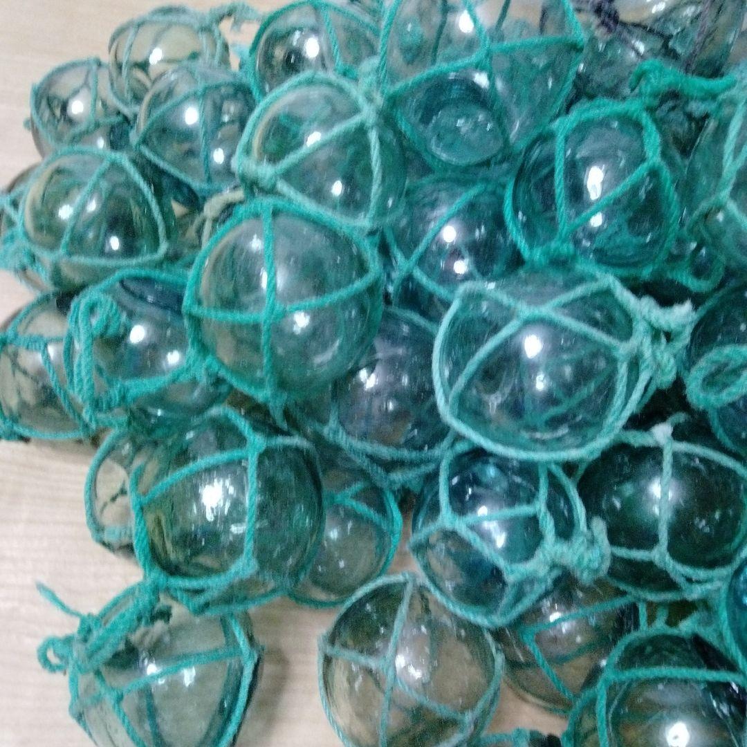 ガラス浮球　浮き玉　ガラス玉　漁具　 １０１個セット　網紐付き