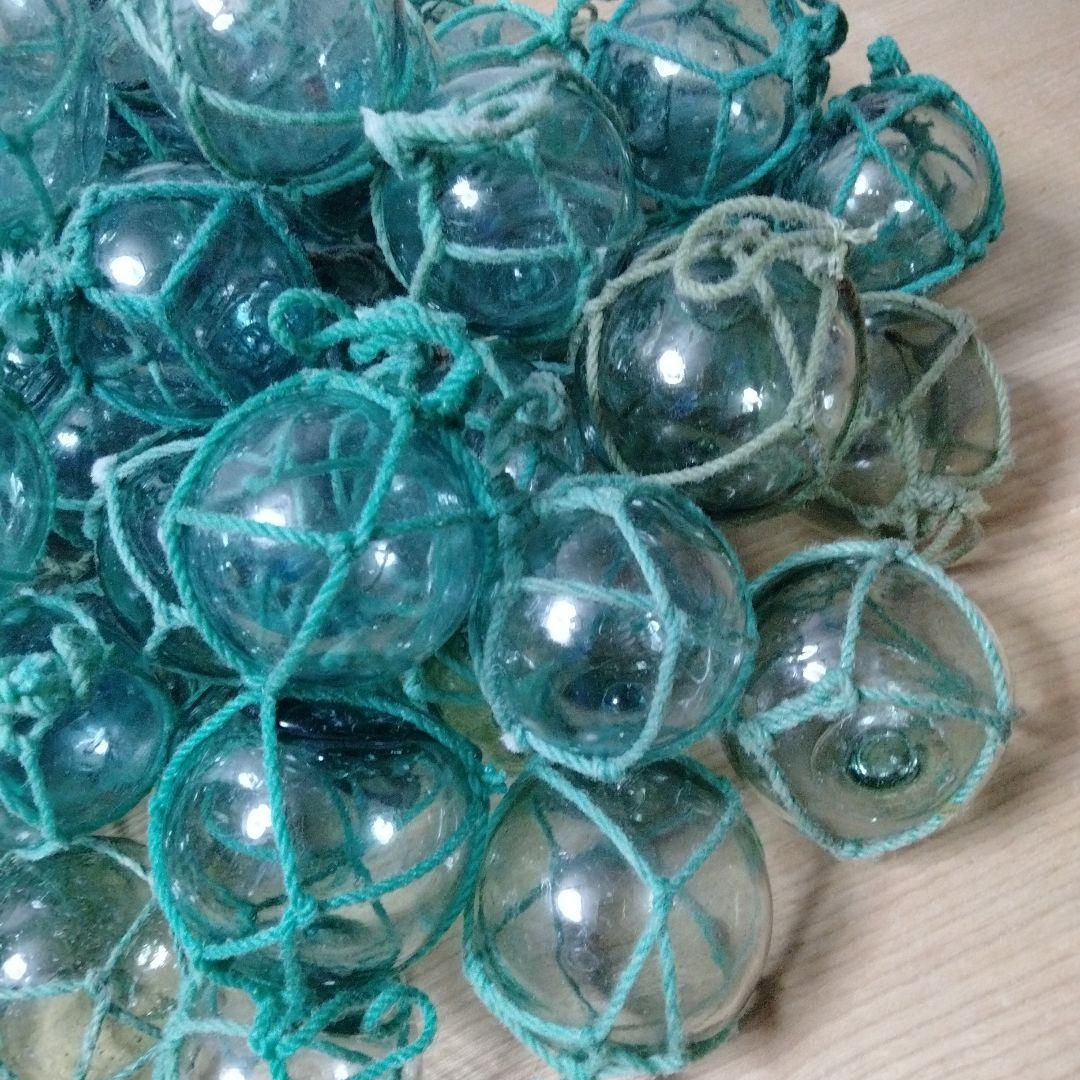 ガラス浮球　浮き玉　ガラス玉　漁具　 １０１個セット　網紐付き