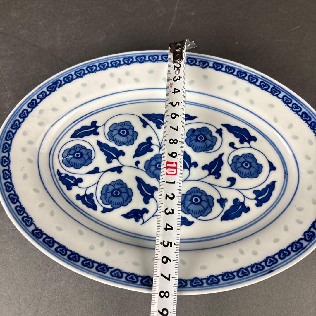 中国　景徳鎮製　蛍　楕円　皿　６客