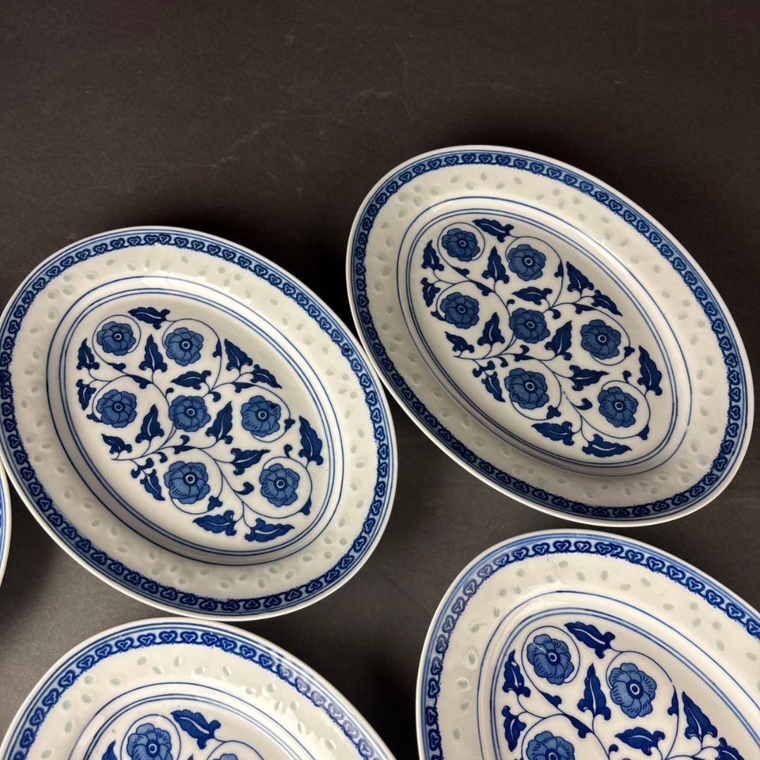 中国　景徳鎮製　蛍　楕円　皿　６客