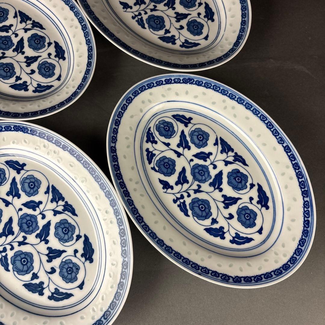 中国　景徳鎮製　蛍　楕円　皿　６客