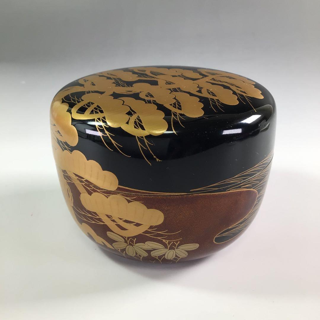 R70 棗 『鈴木雲斉作』『仕覆付』『老松蒔絵』『大平棗』 共箱