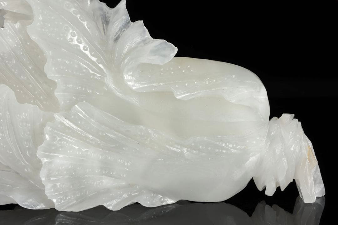 中国美術 白玉彫刻 白菜 置物 飾石 天然石 縁起物 開運 古玩 古美術 骨董品