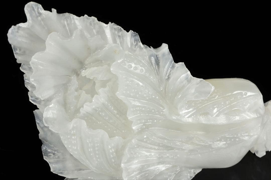 中国美術 白玉彫刻 白菜 置物 飾石 天然石 縁起物 開運 古玩 古美術 骨董品