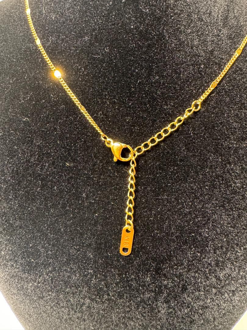 K18ゴールドチェーンネックレス ビーズ装飾付き2.2g