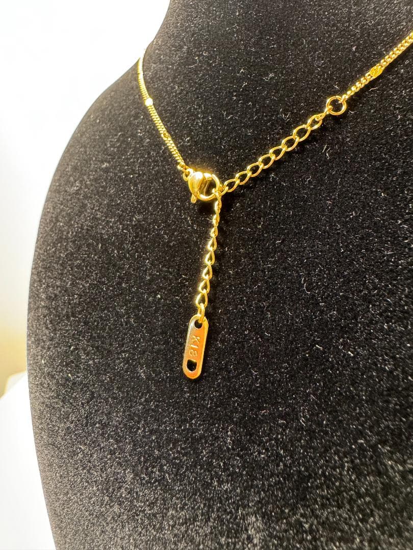 K18ゴールドチェーンネックレス ビーズ装飾付き2.2g