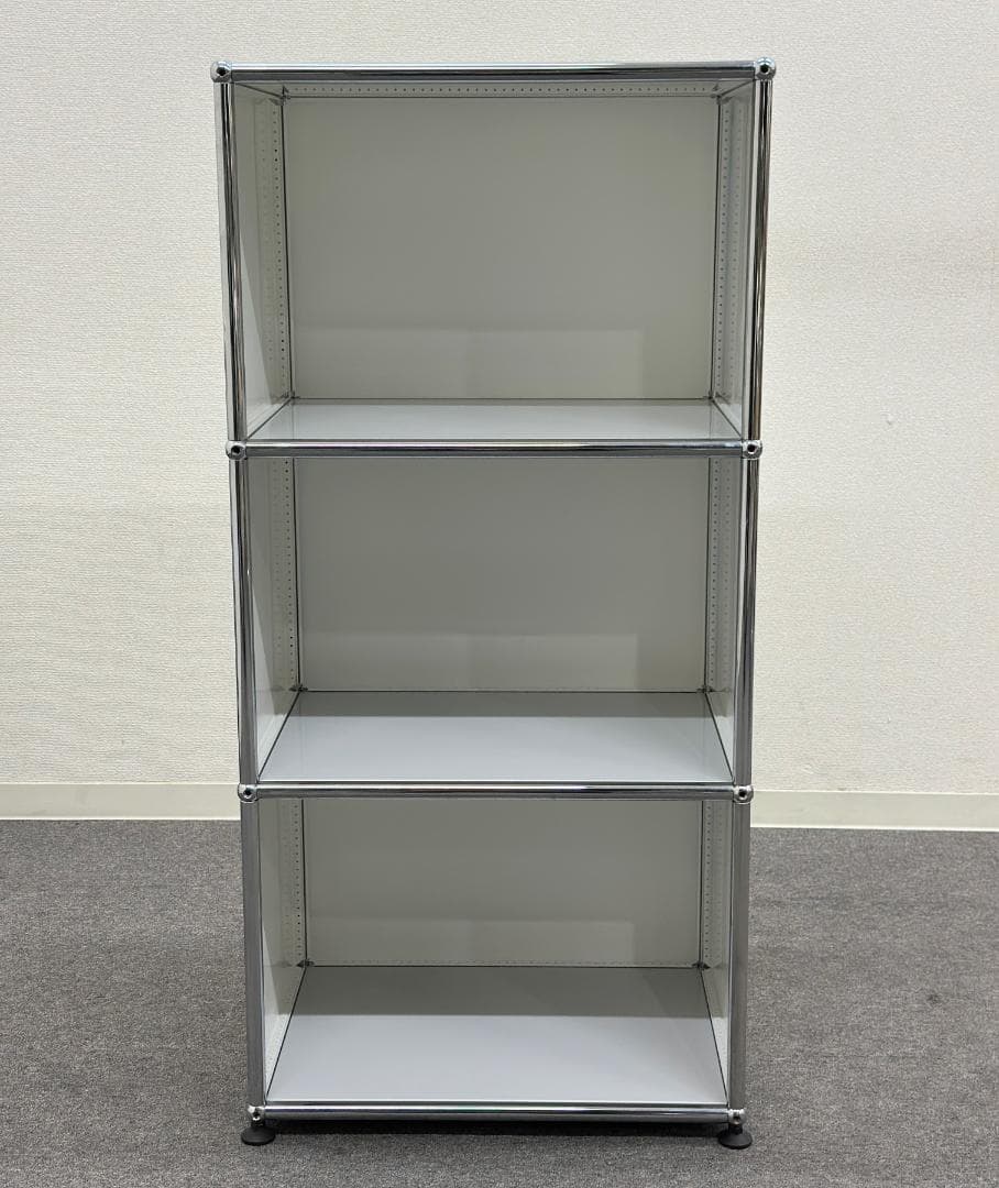 ■USMハラー■スリム　オープンシェルフ　1列3段　ホワイト×ライトグレー