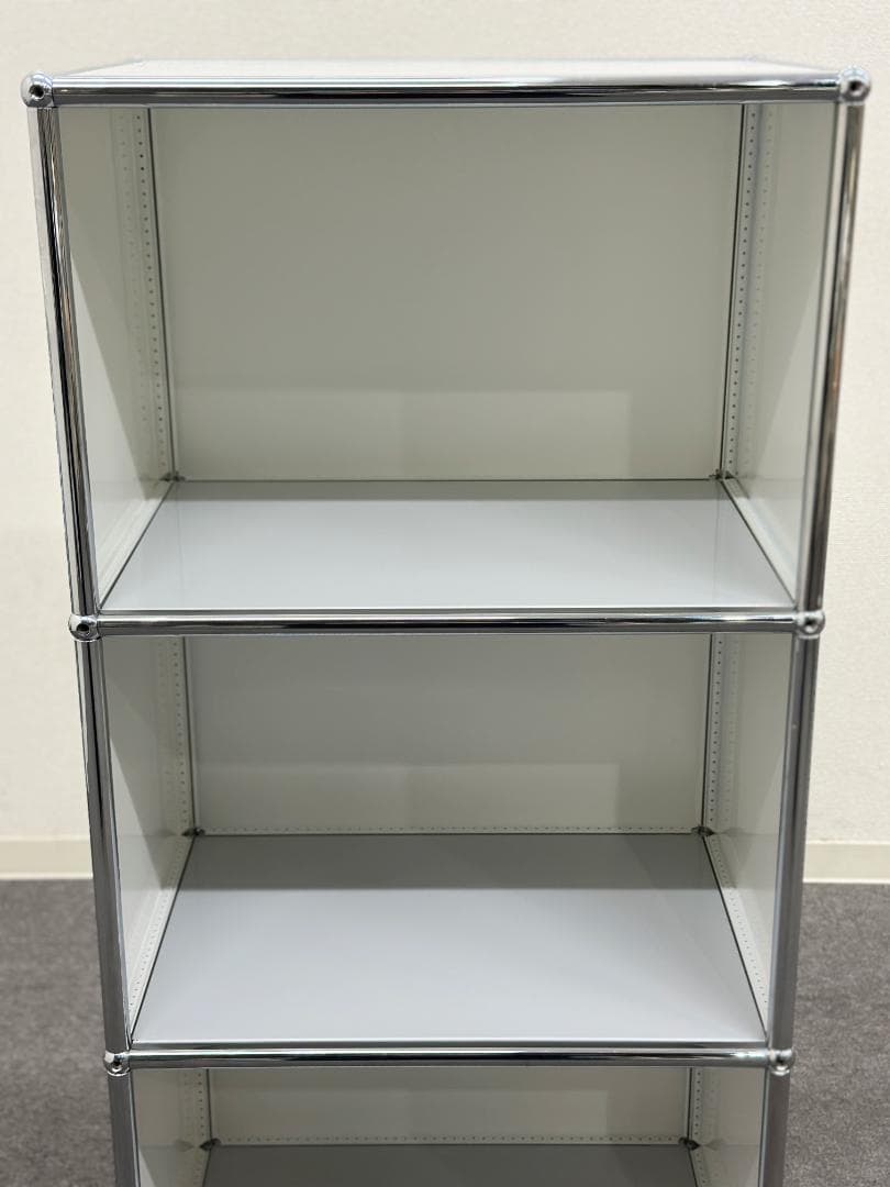 ■USMハラー■スリム　オープンシェルフ　1列3段　ホワイト×ライトグレー