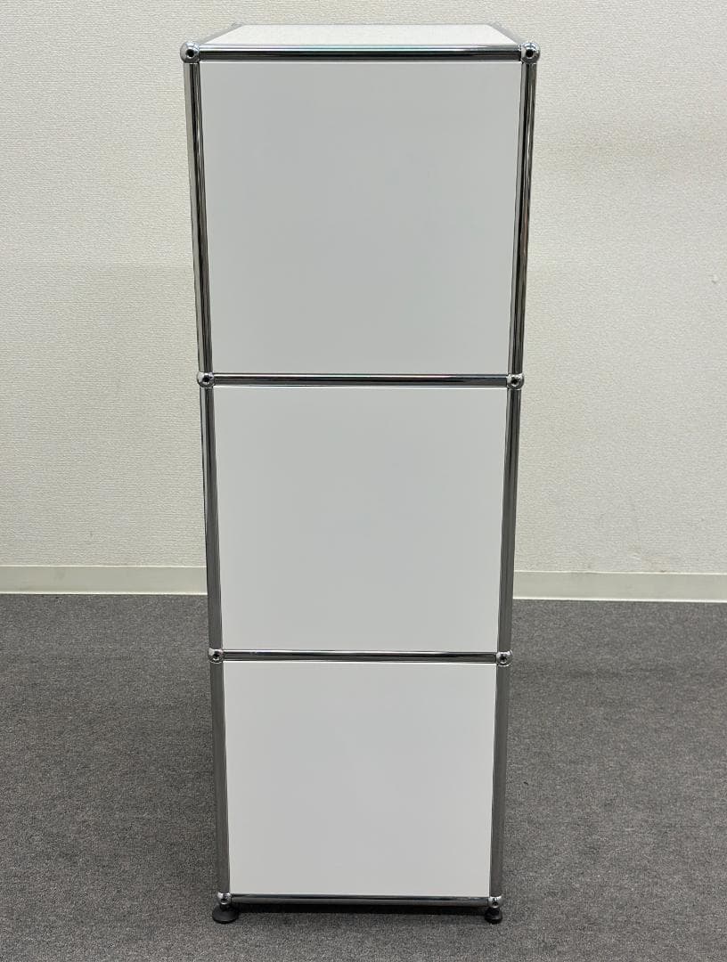 ■USMハラー■スリム　オープンシェルフ　1列3段　ホワイト×ライトグレー