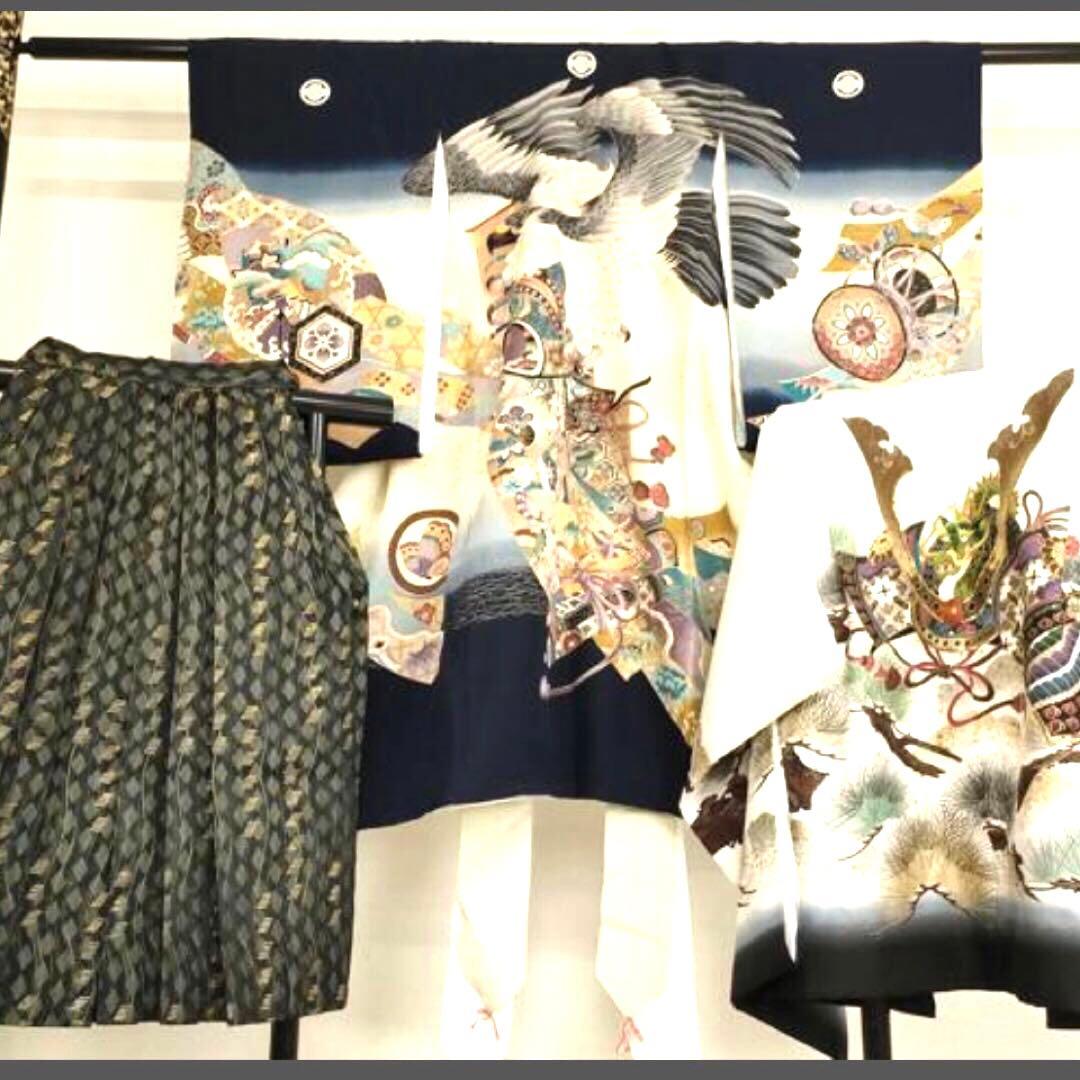 七五三男の子⭐︎5歳　のしめ　鷹　兜　暈し染め　⭐︎金彩⭐︎刺繍⭐︎完全フルセット銘品