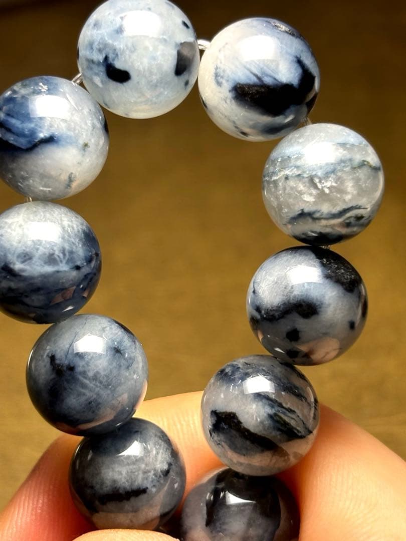 【再入荷】ブルーラビットヘアー千層ブレスレット13㎜（新品未使用）内径17