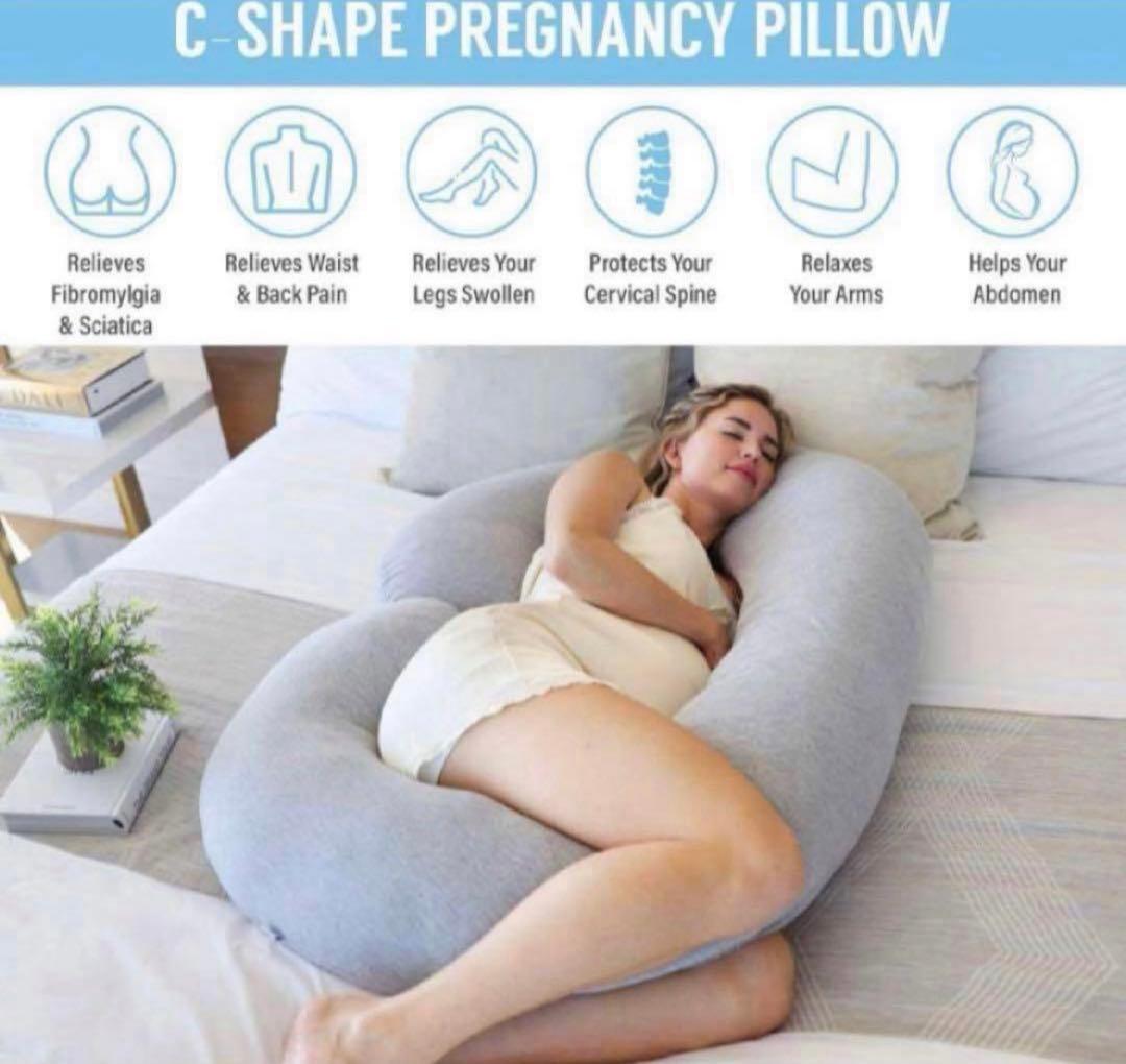 抱き枕 C字型 オーガニック コットン クッション ライトピンク