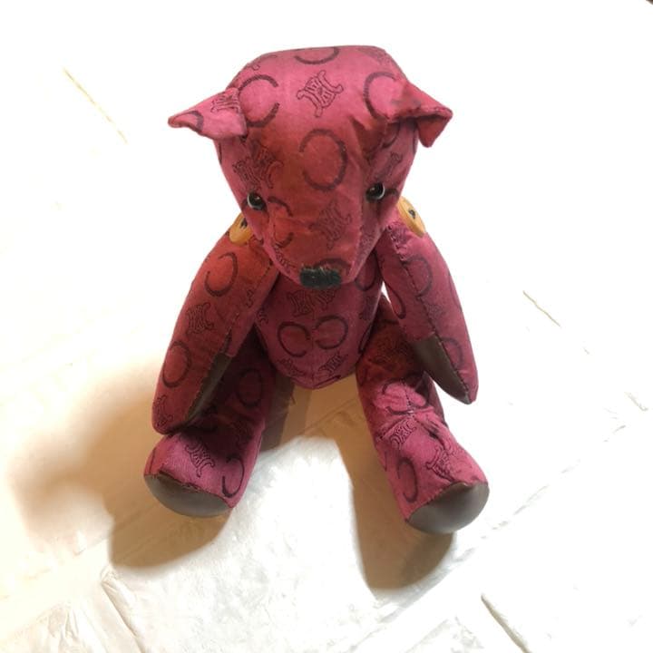 CELINE セリーヌ☆テディベア クマ 熊 ぬいぐるみ マカダム柄 レッド