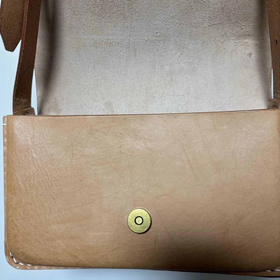 栃木レザー　ヌメ革　ショルダーバッグ　ハンドメイド