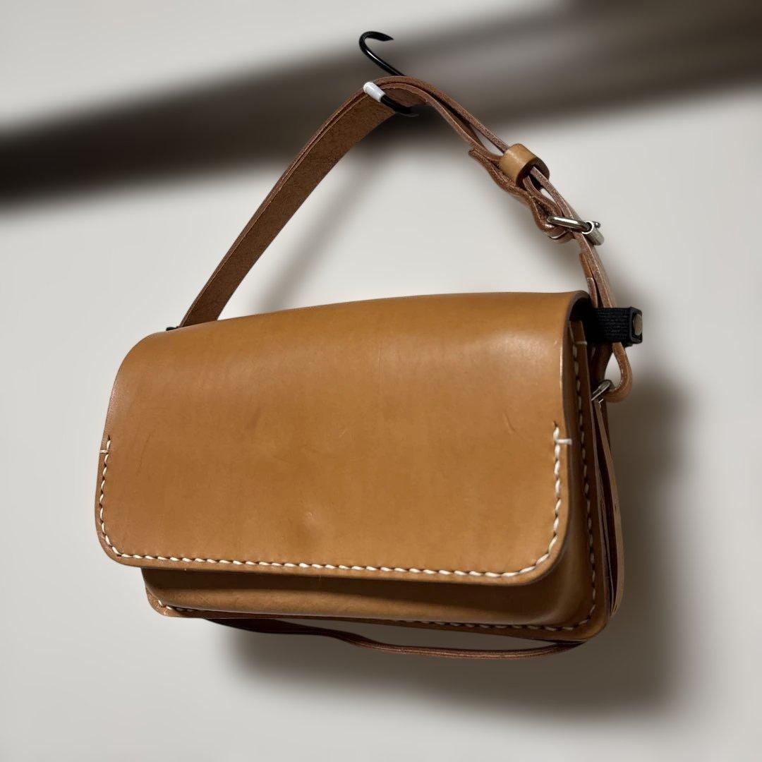 栃木レザー　ヌメ革　ショルダーバッグ　ハンドメイド