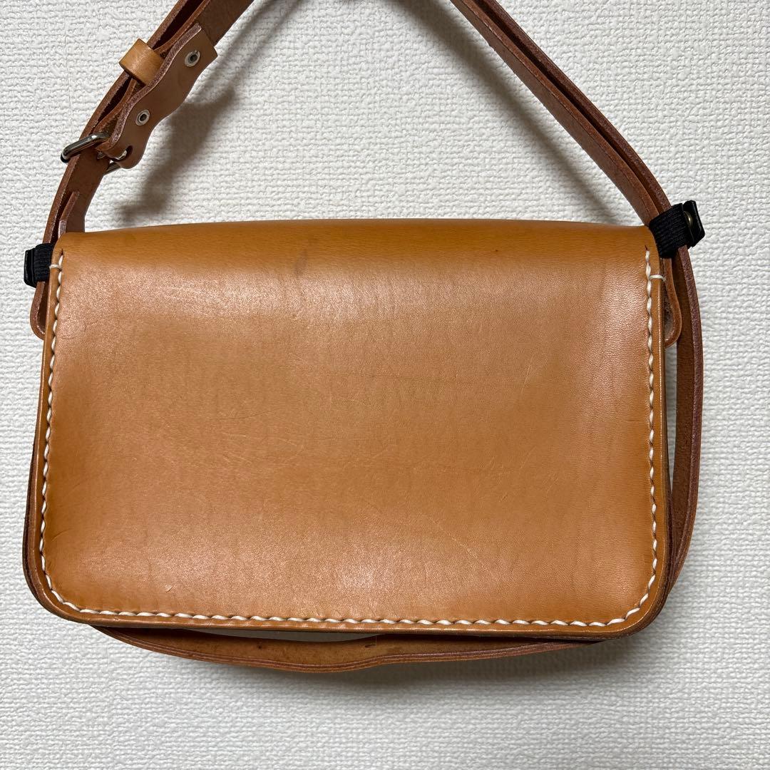栃木レザー　ヌメ革　ショルダーバッグ　ハンドメイド