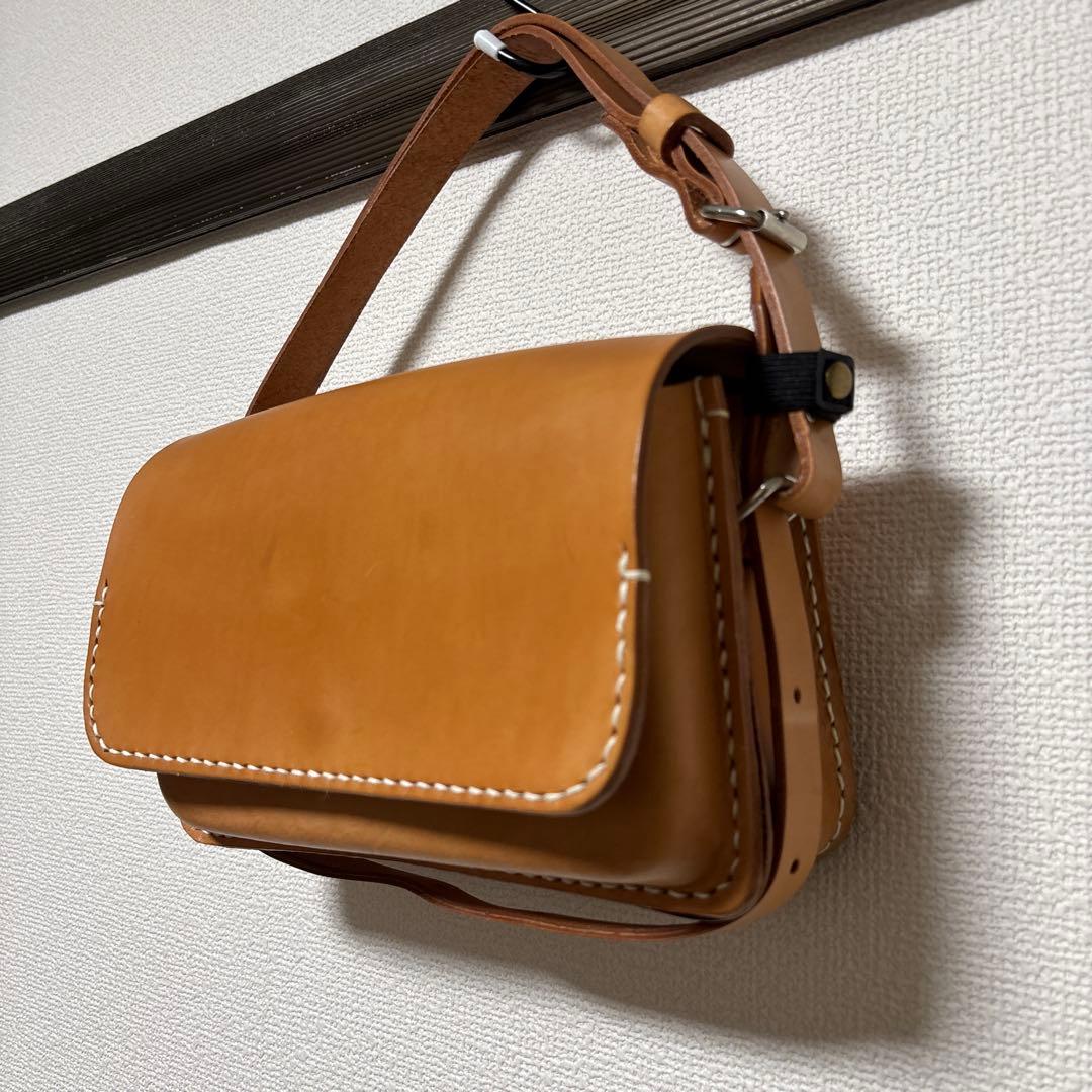 栃木レザー　ヌメ革　ショルダーバッグ　ハンドメイド
