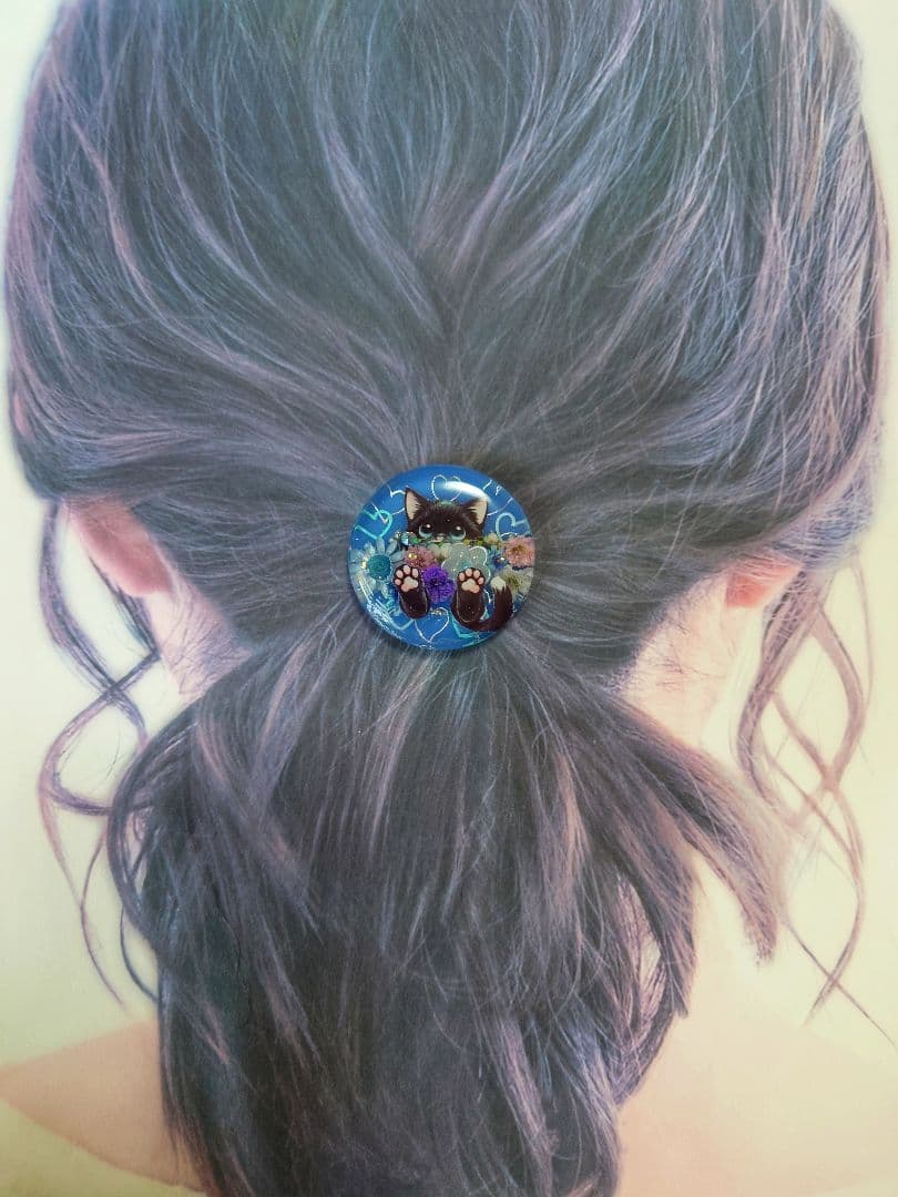 レジン 猫 ヘアゴム ブローチ ポニーフック No.546 - メルカリ
