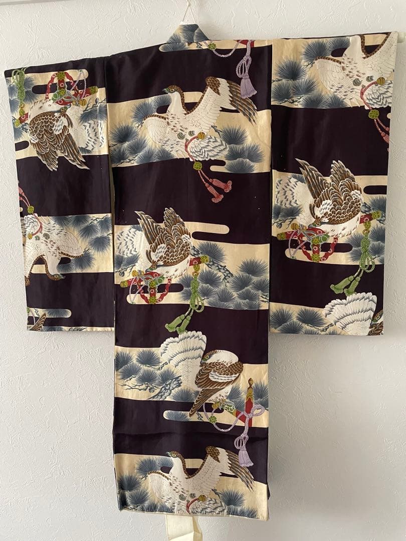 美品　七五三　3歳　男の子　正絹アンティークお着物セット　正絹総絞り被布