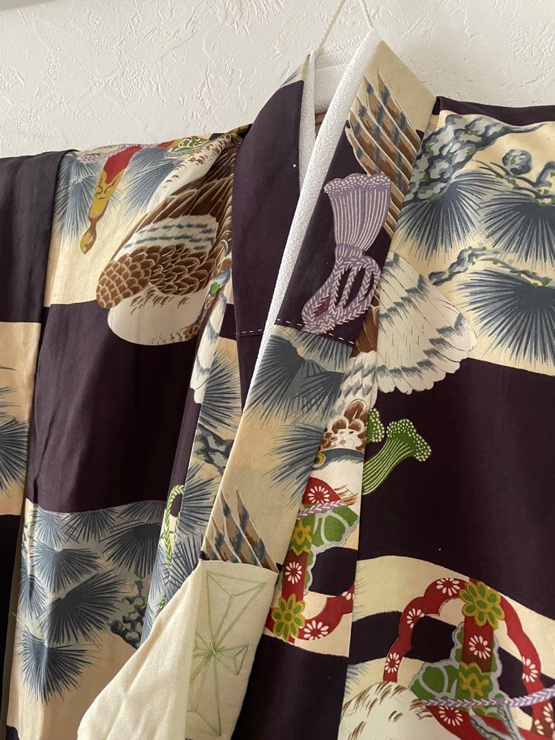 美品　七五三　3歳　男の子　正絹アンティークお着物セット　正絹総絞り被布