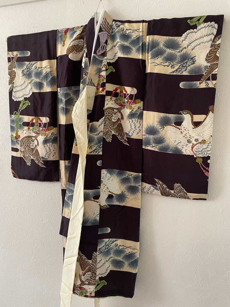 美品　七五三　3歳　男の子　正絹アンティークお着物セット　正絹総絞り被布