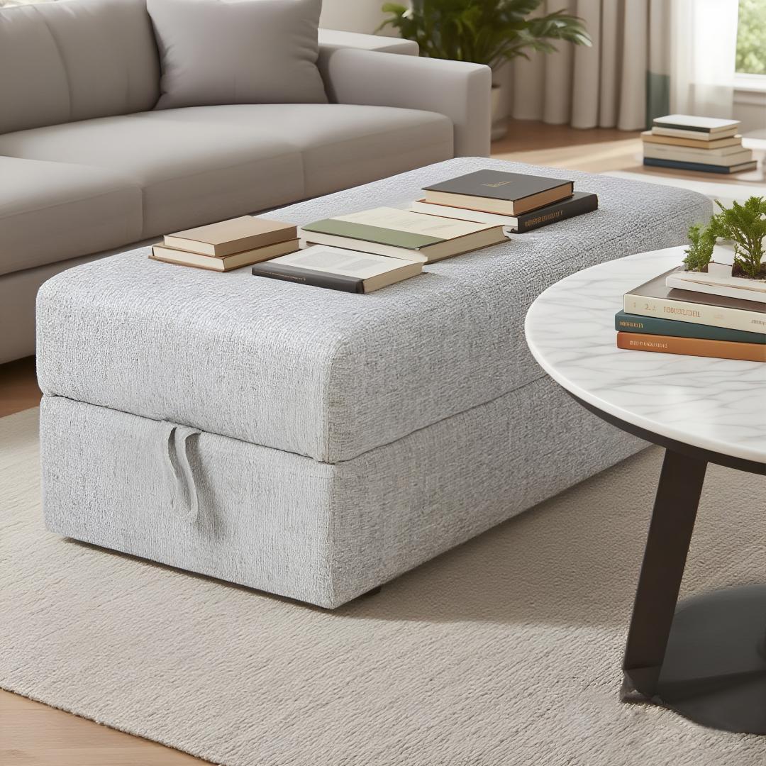 ソファ足踏み 履物台 収納スツール 多機能一体型 ライトグレ