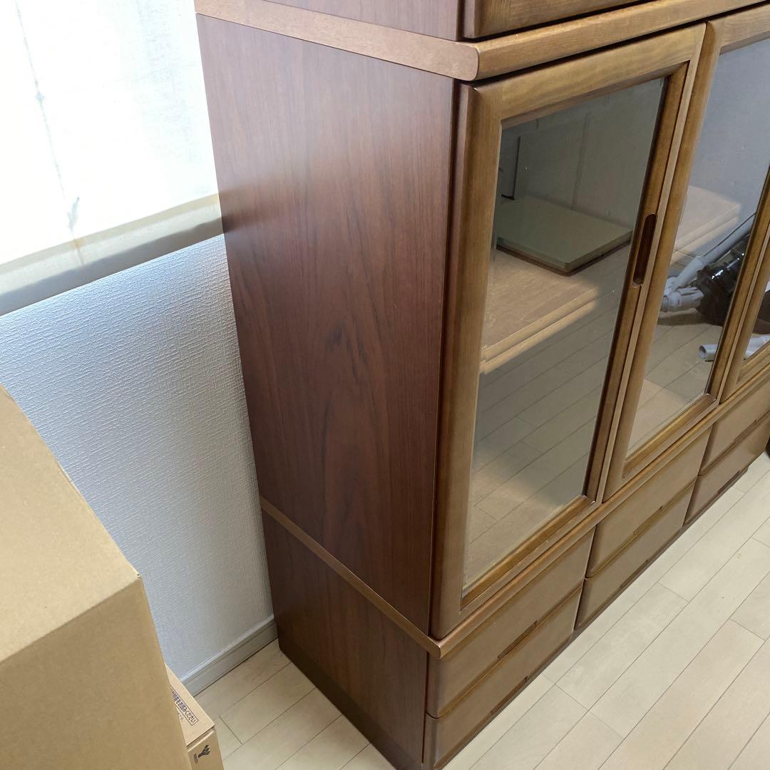 カリモク　ガラス扉付き本棚　食器棚