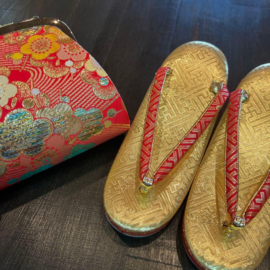 アンティーク 七五三 七歳 着物 作り帯 草履他小物一式 フルセット 御所車 絹