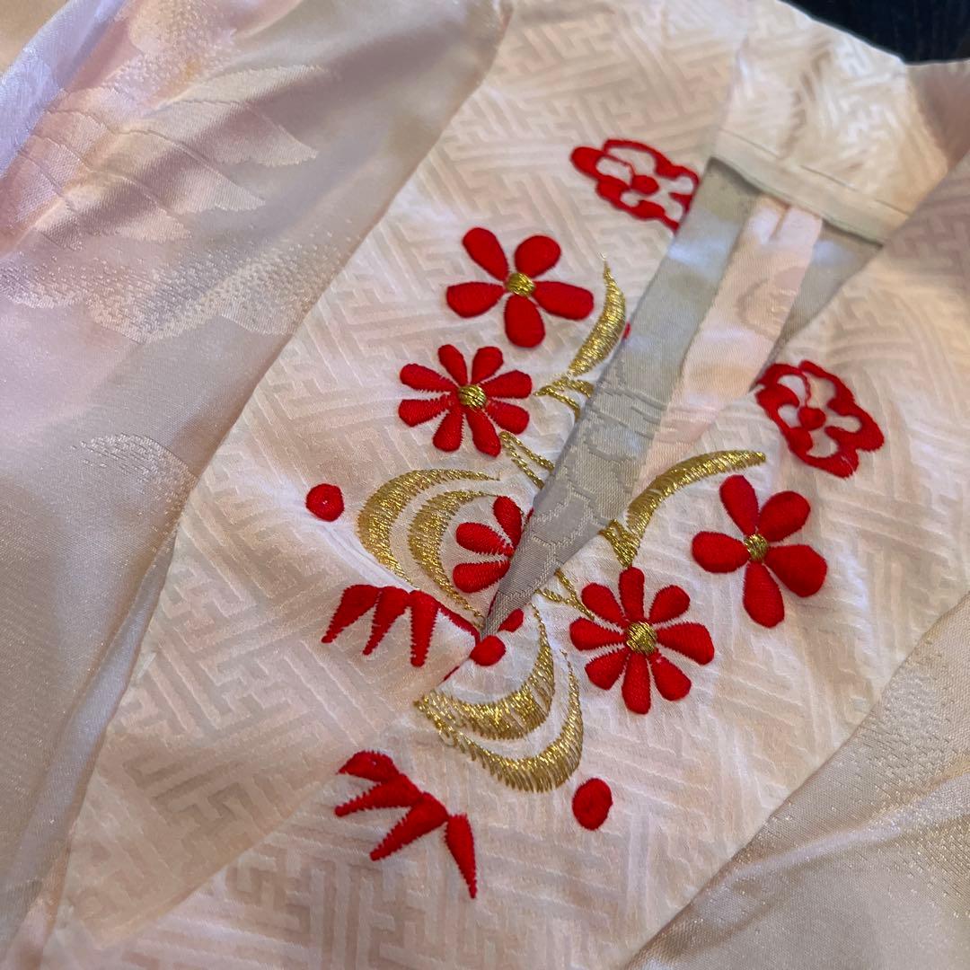 アンティーク 七五三 七歳 着物 作り帯 草履他小物一式 フルセット 御所車 絹