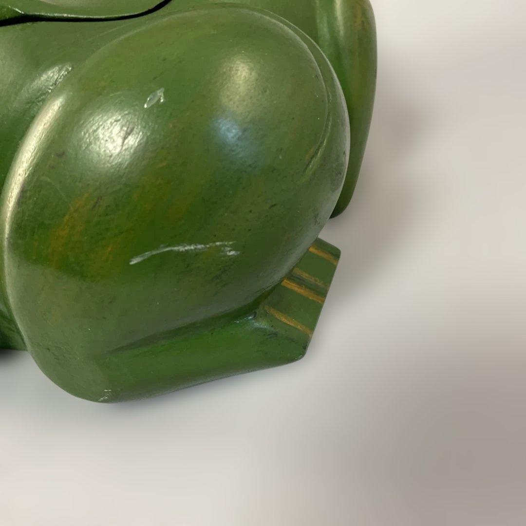 ヴィンテージ】カエルの木彫り 一木造 小物入れ オブジェ