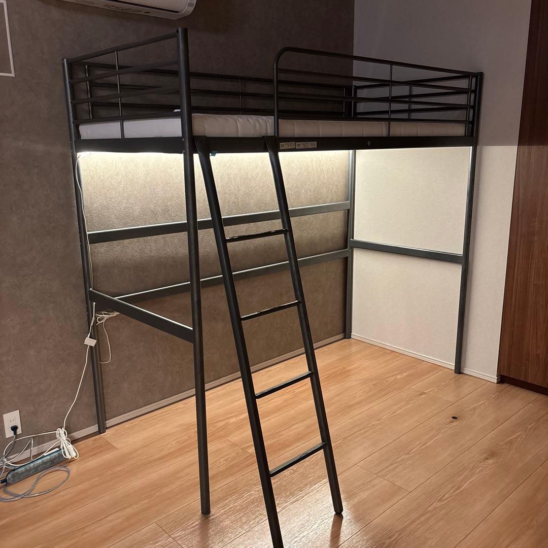 IKEA ロフトベッド グレー メタルフレーム