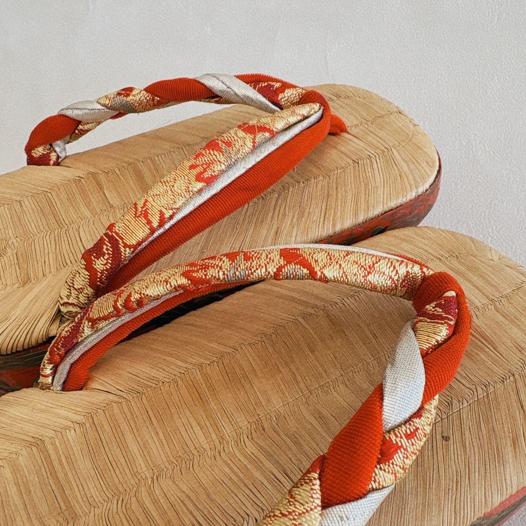 七五三　7歳女の子　ぽっくり　20ｃｍ　鶴　鼻緒三つ編み　中古品　61255