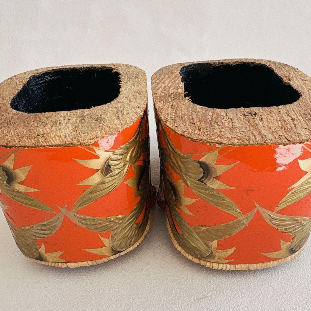 七五三　7歳女の子　ぽっくり　20ｃｍ　鶴　鼻緒三つ編み　中古品　61255