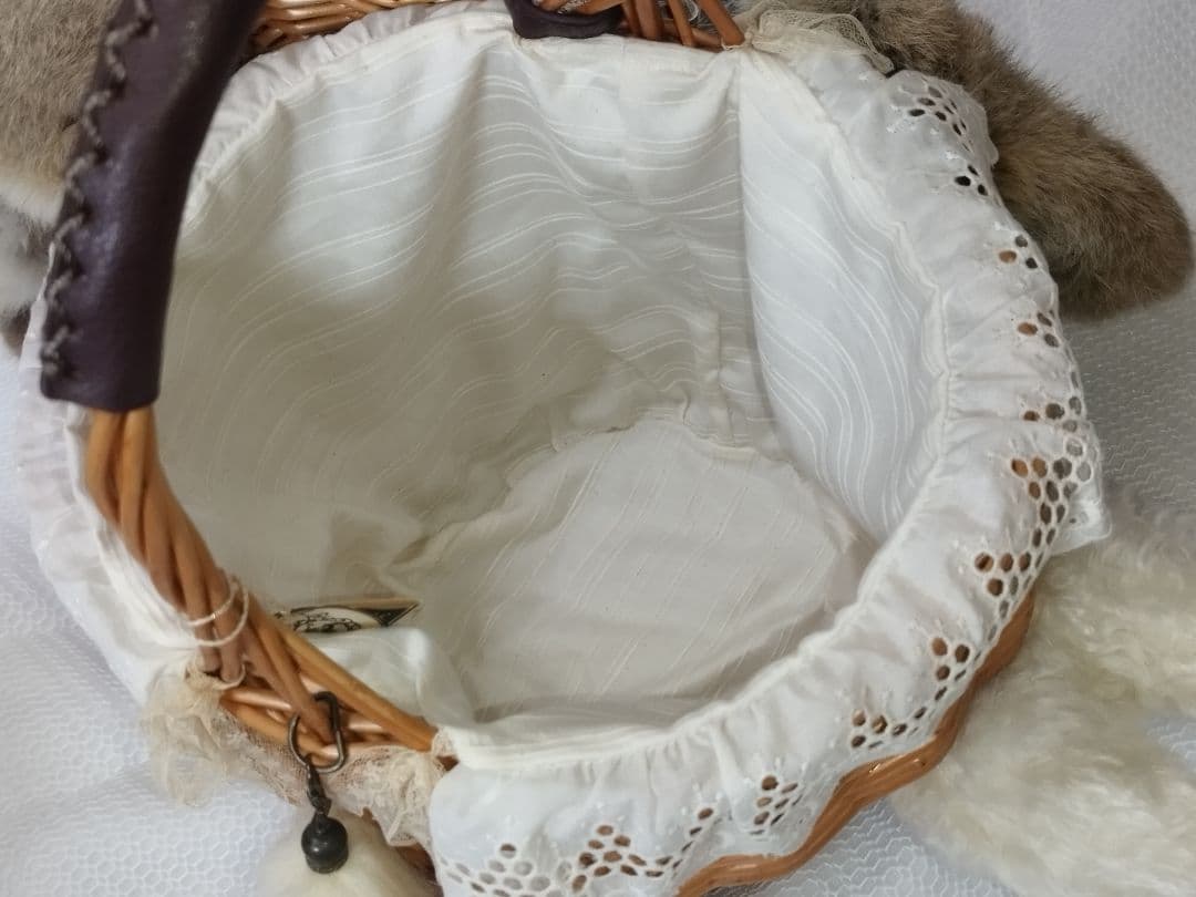 Cuddle a Fluffy 福寿 梨理 作家様 かごバッグ 猫 創作人形