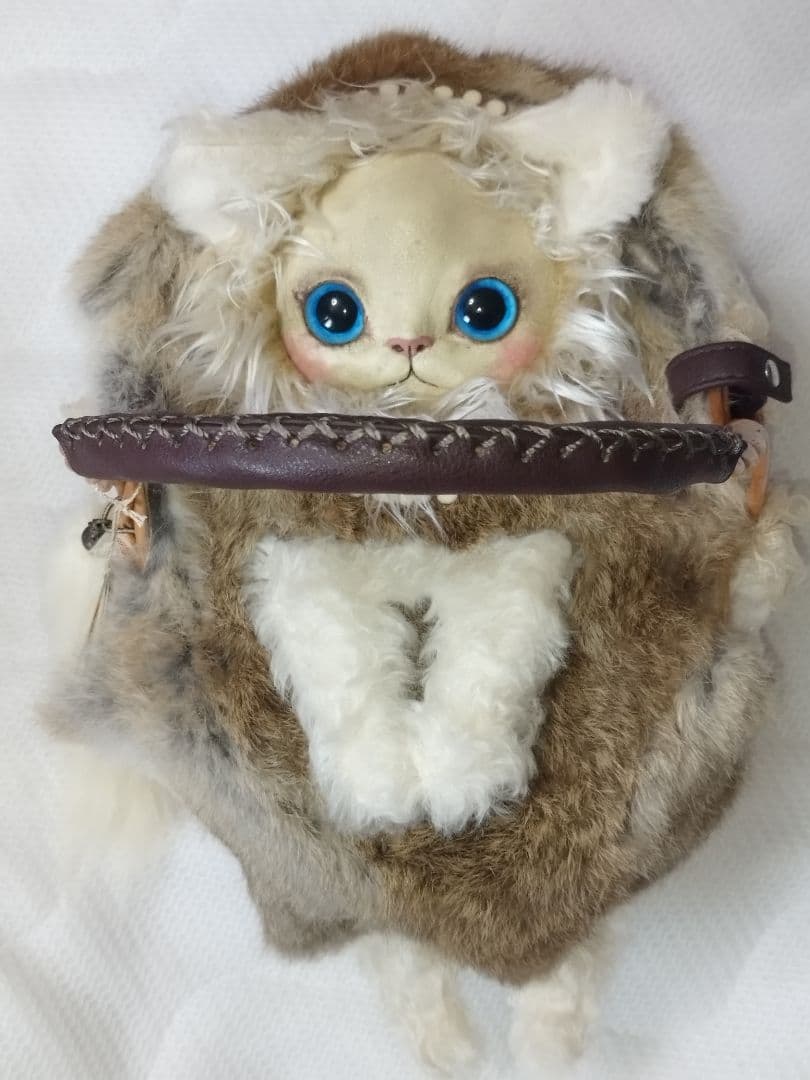 Cuddle a Fluffy 福寿 梨理 作家様 かごバッグ 猫 創作人形