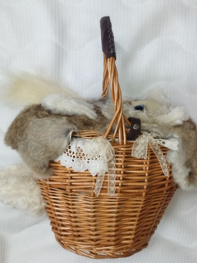 Cuddle a Fluffy 福寿 梨理 作家様 かごバッグ 猫 創作人形