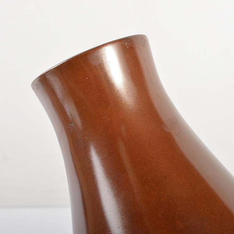 染川 鐵之助造　朱銅　花入　一輪挿し　共箱　M　R6011