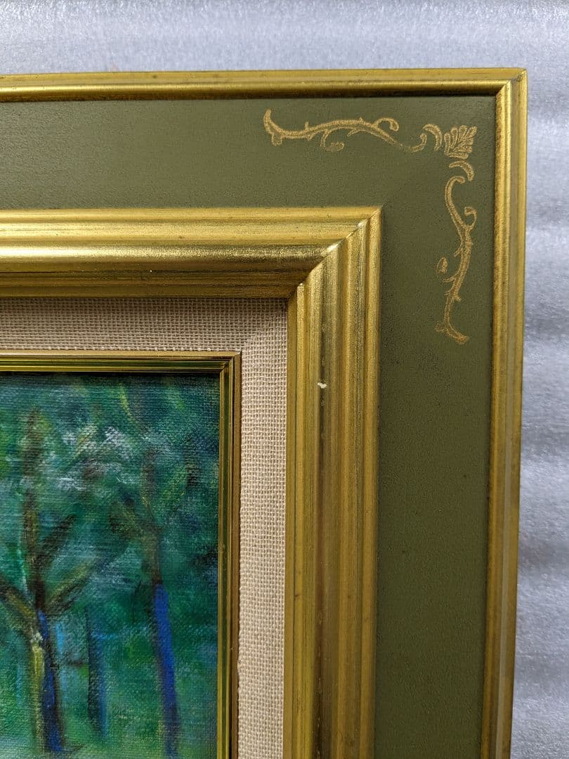 画家haru☆油彩画F4号☆水面に咲く薔薇☆原画★一点物☆